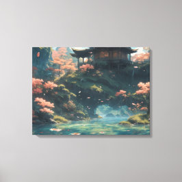 Impressão Em Tela Palácio Chinês sobre Pintura de Montanha Flor de F