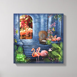 Impressão Em Tela Palácio de Mármore Azul de Vintage Tropical