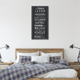 Impressão Em Tela Palavras Motivacionais para Vida, Trabalho, Preto
