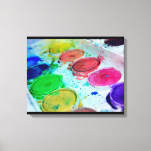 Impressão Em Tela Paleta de Tinta de Aquarela Multicolorida para Art