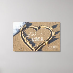 Impressão Em Tela Palha tropical Nomes Personalizados Coração em Are