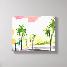 Impressão Em Tela Palm Road | Aquarela Contemporânea Califórnia