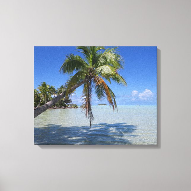 Impressão Em Tela Palma Tropical de Rangiroa Blue Lagoa (Frente)