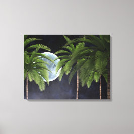 Impressão Em Tela Palmeiras Contra a Lua