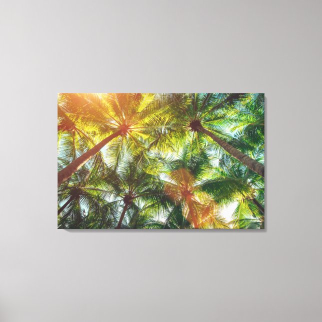 Impressão Em Tela Palmeiras de coco na praia (Frente)