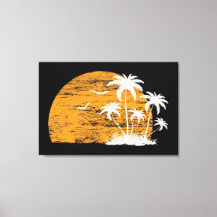 Impressão Em Tela Palmeiras & pássaros tropicais do sol