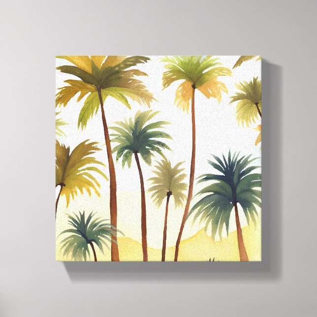 Impressão Em Tela Palmeiras tropicais | Pintura em Aquarela de Praia (Frente)