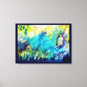 IMPRESSÃO EM TELA PAN BRINCANDO FLUTA E CERVEJA EM TERRA VERDE