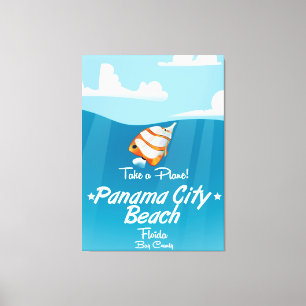 Impressão Em Tela Panama City Beach, viagens vintage de poster na Fl