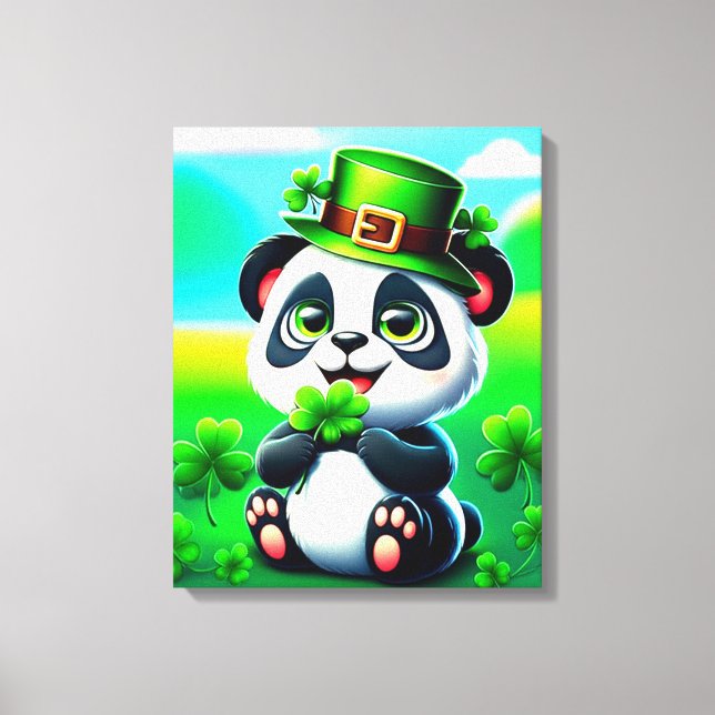 Impressão Em Tela Panda bonita com Rua. Tema do Dia de Patrick (Frente)