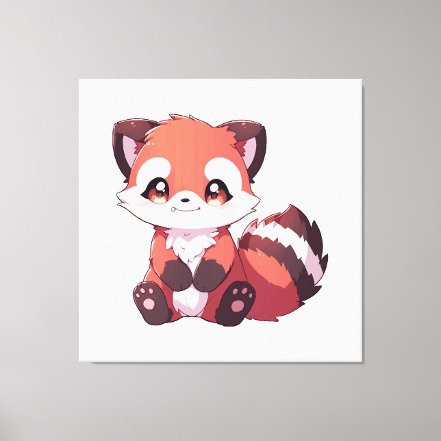 Impressão Em Tela  panda vermelho fofo (Frente)