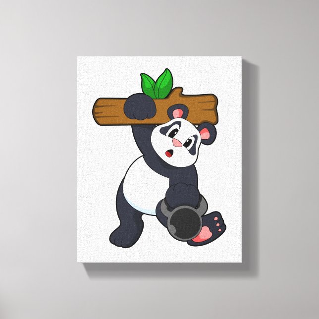 Impressão Em Tela Panda with Wood at Strength training (Frente)