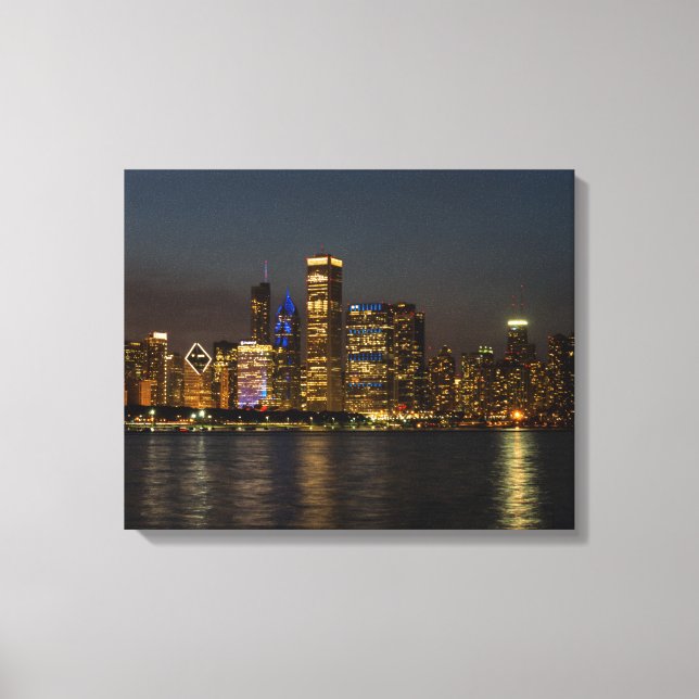 Impressão Em Tela Pano de Chicago Skyline Noite (Frente)