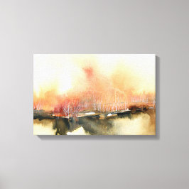 Impressão Em Tela Panorama Atmosférica Sunset Laranja Abstrato