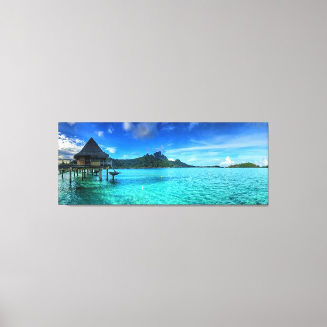 Impressão Em Tela Panorama de um bangalô em Bora-Bora (Frente)
