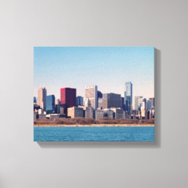 Impressão Em Tela Panorama do horizonte de Chicago (Frente)