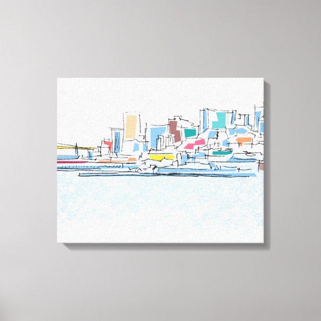 Impressão Em Tela Panorâmica San Franciso, CA (Frente)