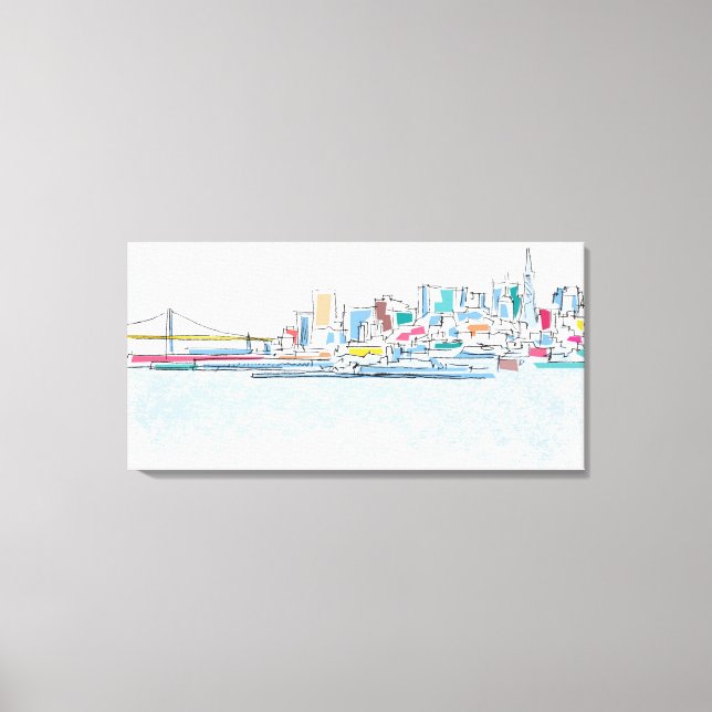 Impressão Em Tela Panorâmica San Franciso, CA (Frente)