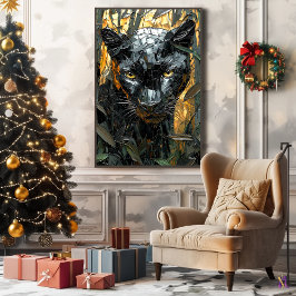 Impressão Em Tela Pantera Majestosa em Arte Dinâmica de Impasto