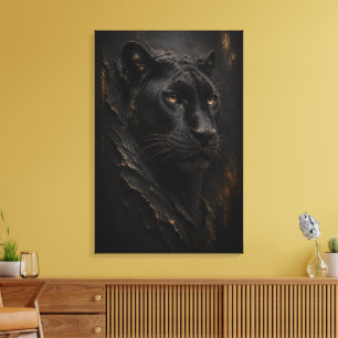 Impressão Em Tela Pantera Negra Escultura 3D Arte de Luxo Fina