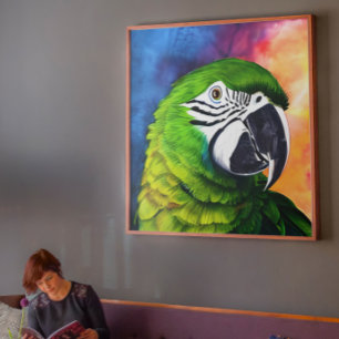 Impressão Em Tela Papagaio Verde Gerado por AI-Cute