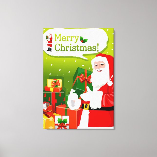 Impressão Em Tela Papai Noel com presentes (Frente)