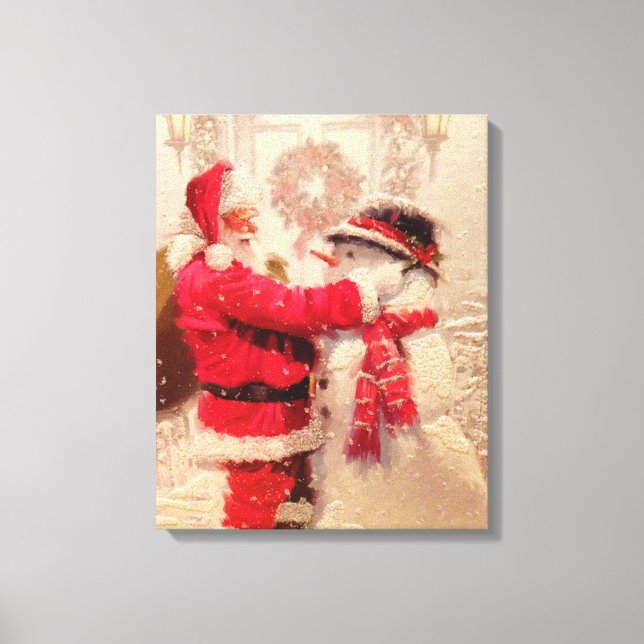 Impressão Em Tela Papai Noel e Neve (Frente)
