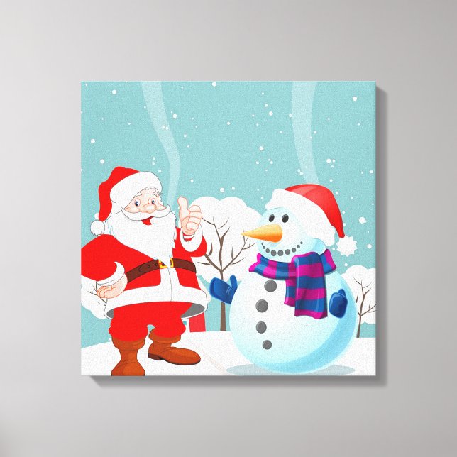 Impressão Em Tela Papai Noel e Neve (Frente)