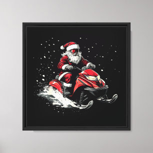 Impressão Em Tela Papai Noel Moto Trineo de Neve Natal Divertido