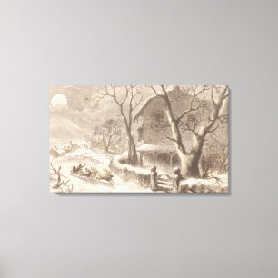 Impressão Em Tela Papai Noel na Noite de Natal