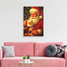 Papai Noel Natal em Tela Esticada Vintage 