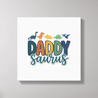Impressão Em Tela Papai Saurus Pai Dinossauro Fofo Design Vetorial_1