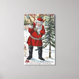 Impressão Em Tela Papais noeis Cortando Árvore de Natal