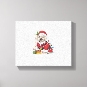 Impressão Em Tela Papais noeis de Iluminação Maltês - Natal