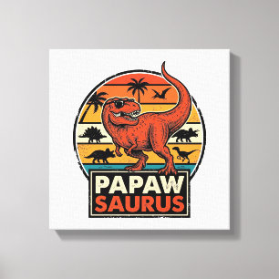 Impressão Em Tela Papawsaurus Design Vetorial Dinossauro Retro Pôr d