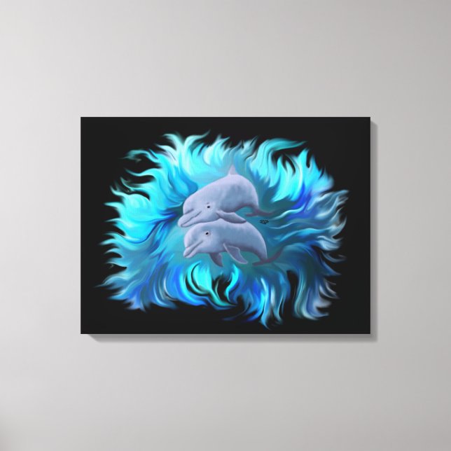 Impressão Em Tela Par de golfinhos (Frente)