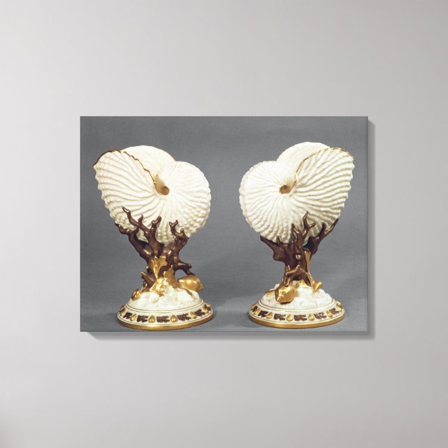 Impressão Em Tela Par de vasos de Worcester moldados como Nautilus (Frente)