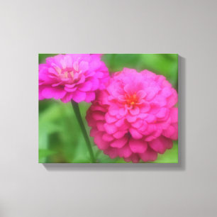 Impressão Em Tela Par Rosa Zinnia Flor