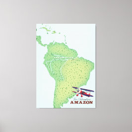 Impressão Em Tela Para aventura mapa da floresta amazônica Brasil