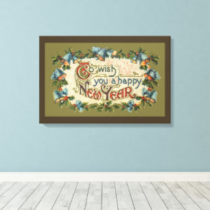 Impressão Em Tela Para Desejar um Feliz Ano Novo, Antigo Victoriano