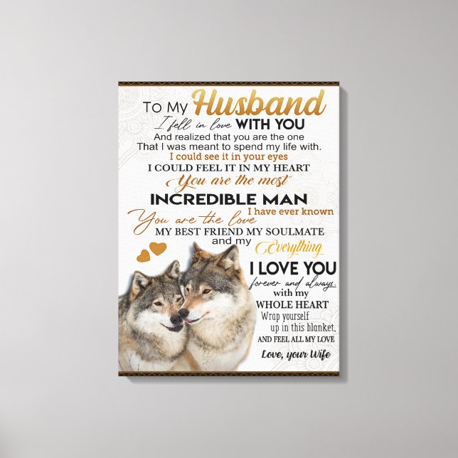 Impressão Em Tela Para Meu Marido, Presente de Casal Lobo, Presente  (Frente)