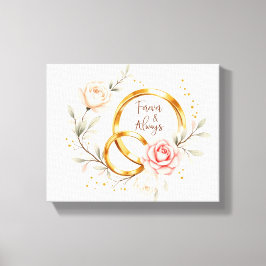 Impressão Em Tela Para Sempre & Sempre – Arte de Alianças de Casamen