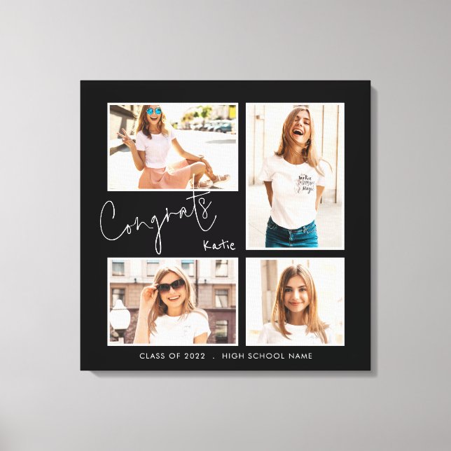 Impressão Em Tela Parabéns Formando 2024 4 Nome Fotod Preto (Frente)