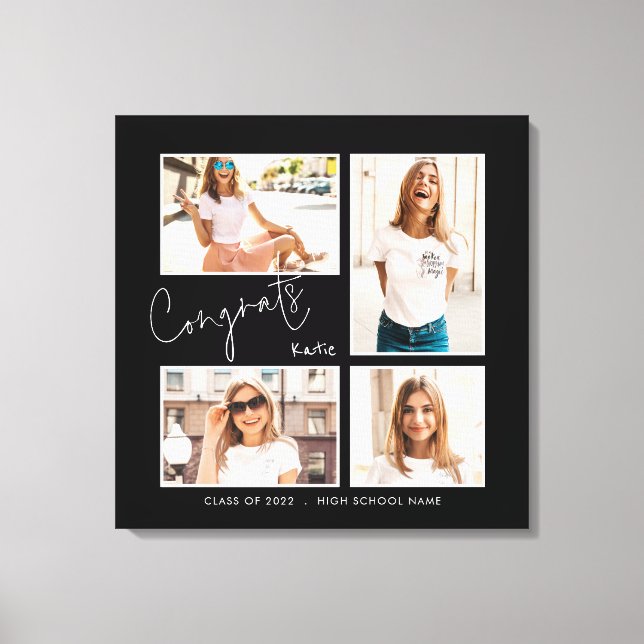 Impressão Em Tela Parabéns Formando 2024 4 Nome Fotod Preto (Frente)