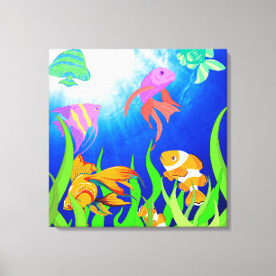 Impressão Em Tela Paraíso de Peixes Tropicais, Oasis Submarino