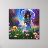 *~ Parasol Woman Wild Flower Field AP56