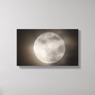 Impressão Em Tela Parcialmente Nublado, Lua Cheia, Ohio