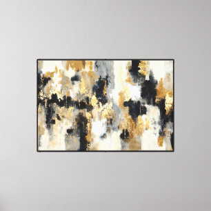 Impressão Em Tela Parede Abstrata com Camadas de Dourado, Preto e Ci