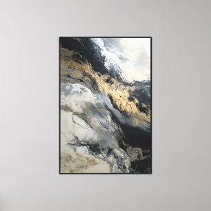Impressão Em Tela Parede Abstrata com Redemoinho de Mármore Preto, B