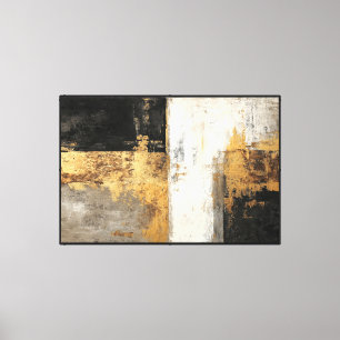 Impressão Em Tela Parede Abstrata em Bloco Preto, Branco, Cinza e Do